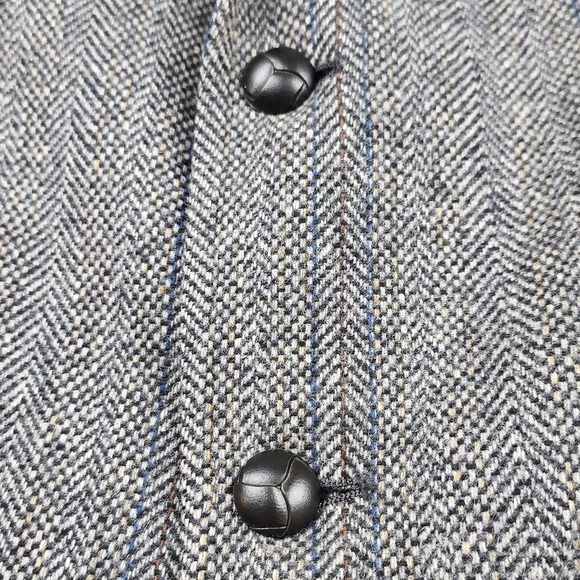 VTG Pendleton blazer mens 42 dark gray tweed wool herringbone elbow patches USA - Picture 6 of 13